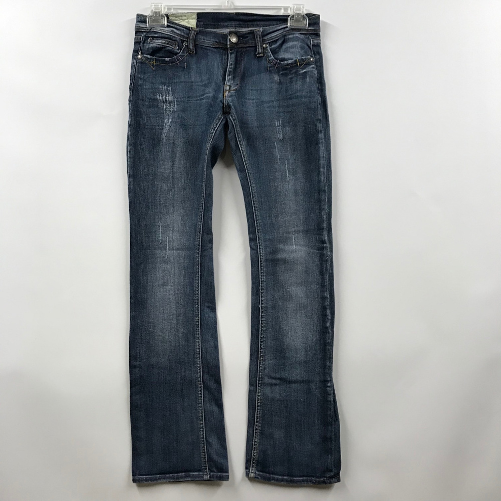 Machine Factory Distressed Boot Cut Jeans